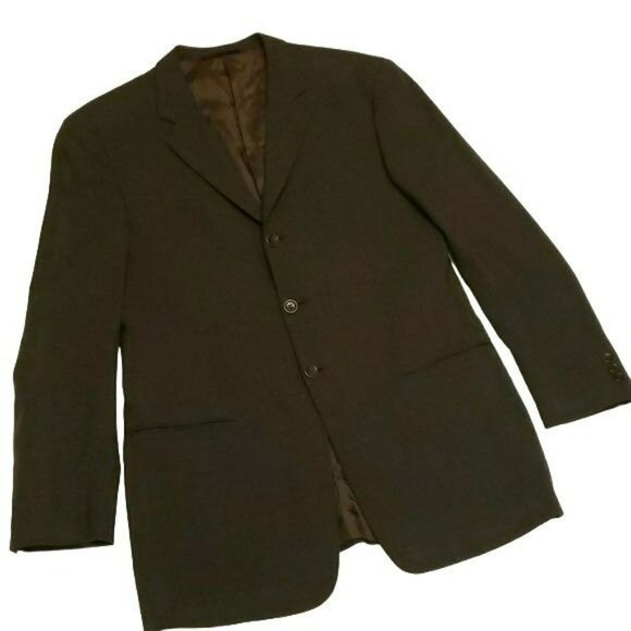 Armani Collezioni Italian Suit Jacket Pocket Virgin Wool